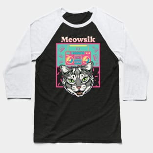 Retro Meowsik-Cat and Music lovers- Baseball T-Shirt